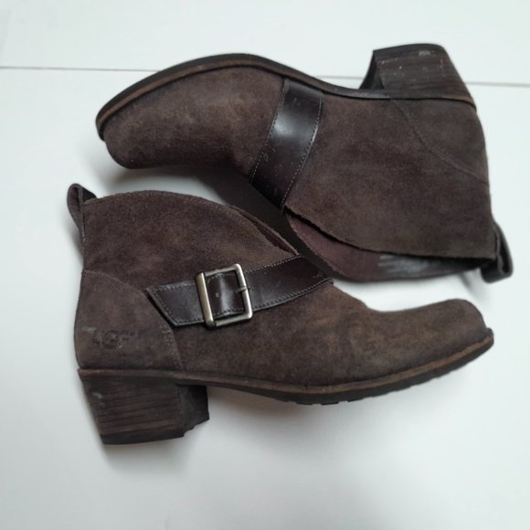 UGG Womens Wright Belted Ankle Booties Block Heel - Picture 1 of 16